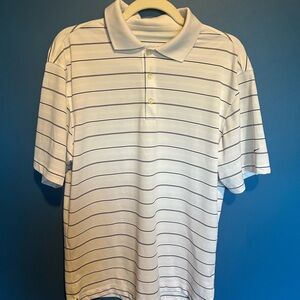 Nike Dri Fit Golf Classic White Striped Polo Shirt